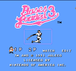 Bases Loaded 3 (USA) Title Screen
